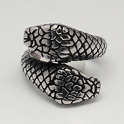 Antik Silber Farbe Einzigartigen Retro Männer 304 Edelstahl Schlangenringe, Antik Silber Farbe, 17~23 mm