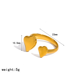 Herz 304 Edelstahlmanschetten mit offenen Ringen, golden, Herz, us Größe 14 (23 mm)