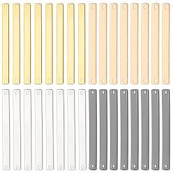 Mixed Color 32Pcs 4 Colors Brass Links Connectors, Laser Cut, Rectangle, Mixed Color, 40x4x1mm, Hole: 1mm, 8pcs/color