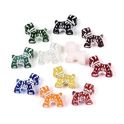 (52) Непрозрачная лаванда Стеклянные бусины, расписанные собаками, разноцветные, 18x17~18x7.5~8 мм, отверстие : 1 мм