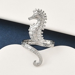 Sea Horse 304 открытые манжеты из нержавеющей стали для женщин, цвет нержавеющей стали, морской конек, внутренний диаметр: 17.8 мм