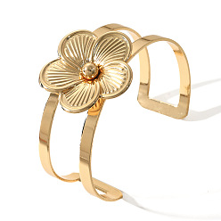 Золотой Цветочные железные браслеты-манжеты для женщин, золотые, внутренний диаметр: 2.52 дюйм (6.4 см)
