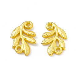 Matte Gold Color Rack Plating Alloy Connector Charms, Cadmium Free & Lead Free & Nickle Free, Leaf Links, Matte Gold Color, 15x9.5x1.5mm, Hole: 1.2mm
