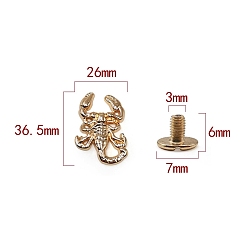 Light Gold Zinc Alloy Decorative Buttons, Scorpion, Light Gold, 3.65x2.6cm