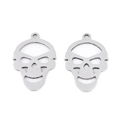 Нержавеющая Сталь Цвет 201 подвески из нержавеющей стали, череп прелести, лазерная резка, цвет нержавеющей стали, 18x12.5x1 мм, отверстие : 1.4 мм