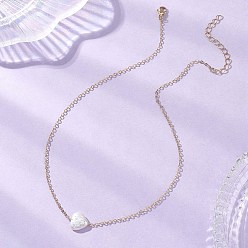 Настоящее золото 18K Женские ожерелья с подвеской в виде сердца из натурального жемчуга Кеши, латунные кабельные цепочки, белые, реальный 18 k позолоченный, 15.47 дюйм (39.3 см)