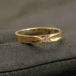 Золотой 304 Пальцы из нержавеющей стали, со стразами, золотые, размер США 7 (17.3 мм)