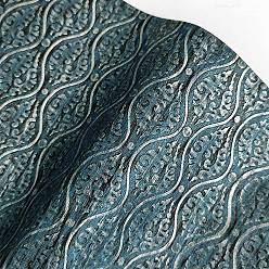 Стально-синий Ткань из искусственной кожи с тиснением цветочного узора, для поделок из кожи, аксессуары для изготовления сумок, стальной синий, 30x135 см
