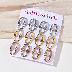 (52) Непрозрачная лаванда 6 пары 304 серьги-гвоздики из нержавеющей стали, овальные, вакуумное покрытие pvd, разноцветные, 18.5x12 мм