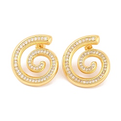 Real 18K Gold Plated Brass Stud Earrings for Women, Lead Free & Cadmium Free, Shell Shape, Real 18K Gold Plated, 29.5x27mm