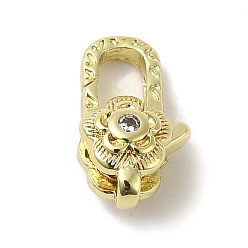 Настоящее золото 14K Латунный микро pave прозрачный кубический цирконий лобстер, реальный 14 k позолоченный, 11.5x6.5x5 мм, отверстие : 1.2 мм