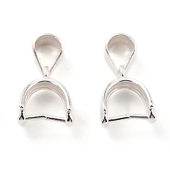 Silver 925 Sterling Silver Ice Pick Pinch Bails, Silver, 10x8x4mm, Hole: 5x3.5mm, Inner Diameter: 6mm, Pin: 0.7mm