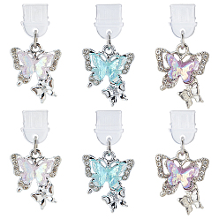 (52) Непрозрачная лаванда 6шт 3 цвета пластиковые мобильные пылезащитные заглушки, бабочка, с подвесками сплава cmолы, разноцветные, 32 мм, 2 шт / цвет