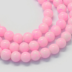 Pink Стеклянные бусины, окрашенные, круглые, розовые, 8.5~9 мм, отверстие : 1.5 мм, около 105 шт / нитка, 31.8 дюйм