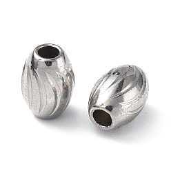 Edelstahl Farbe Anlaufgeschützt 201 Edelstahlperlen, Fass, Edelstahl Farbe, 7x5 mm, Bohrung: 1.8 mm