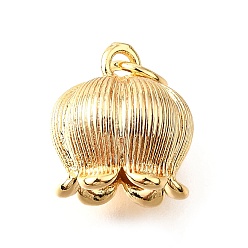 Настоящее золото 18K Латунные подвески, с целью перехода в кольце, без кадмия, без никеля и без свинца, ландыш, реальный 18 k позолоченный, 12.5x10.5x9.5 мм, отверстие : 3.5 мм