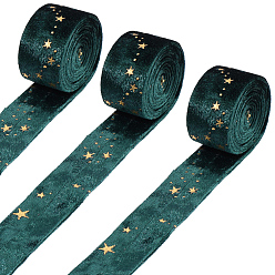 Темно-Зеленый 3m двухсторонние фланелевые ленты с золотым тиснением в виде звезд для шитья, темно-зеленый, 1 дюйм (25 мм), около 3.28 ярдов (3 м) / комплект