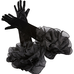Черный Бархатные перчатки с длинными пальцами, полиэстеровые манжеты для свадебных принадлежностей невесты, чёрные, 650x330x2~330 мм