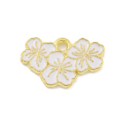 Белый Подвески из эмали и сплава, золотые, сакура очарование, белые, 11x18x1.5 мм, отверстие : 1.8 мм