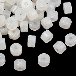 White Two-Color Opaque Acrylic Imitation Gemstone Beads, Column, White, 12x8mm, Hole: 3mm, about 526pcs/500g
