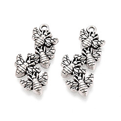 Античное Серебро Сплавочные подвески тибетского стиля, пчела прелести, без кадмия и без свинца, античное серебро, 27x12x3 мм, отверстие : 1.5 мм