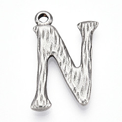 Letter N 304 подвески из нержавеющей стали, письмо амулеты, Письмо N, 22.5x14x3 мм, отверстие : 1.6 мм