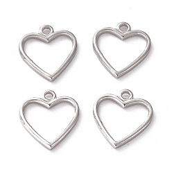 Платина Латунь прелести, долговечный, сердце, платина, 11.5x10x1 мм, отверстие : 1.2 мм