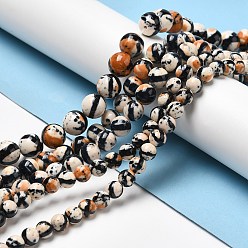 Черный Нити шарик белого нефрита синтетического океана, окрашенные, круглые, чёрные, 10 мм, отверстие : 1 мм, около 38 шт / нитка, 15.7 дюйм (400 мм)