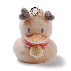 Цвет Древесины Подвески из смолы, с железной платиной петлей, прелести утки, деревесиные, 25x19x22 мм, отверстие : 2 мм