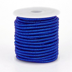 Blue Polyester Metallic Cord, with Iron Chains Inside, Blue, 4x3.5~4mm, about 18yards/roll