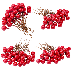 Красный 200шт. искусственные красные ягоды падуба из пенопласта, для дома, кухня, партийные украшения, красные, 62.5x10 мм