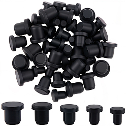Черный 50шт 5 стили силиконовые заглушки для отверстий, вставьте заглушки в отверстия, торцевые заглушки вставок для стоек, для мебельного ограждения, круглые, чёрные, 8~11x7~10 мм, 10 шт / стиль