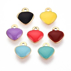 (52) Непрозрачная лаванда 304 нержавеющей стальной эмали подвески, сердце прелести, ионное покрытие (ip), разноцветные, 5.8x5x0.9 мм, отверстие : 0.7 мм