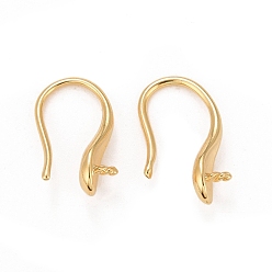 Real 24K Gold Plated Rack Plating Eco-friendly Brass Earring Hooks, For Half Drilled Beads, Lead Free & Cadmium Free, Real 24K Gold Plated, 13x4mm, 24 Gauge, Pin: 0.5mm and 1mm