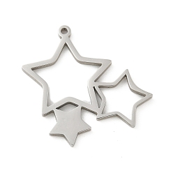 Звезда 201 подвески из нержавеющей стали, цвет нержавеющей стали, звезда, 14.5x15.5x1.5 мм, отверстие : 1.2 мм