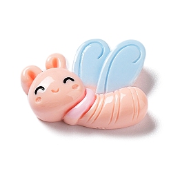 Фора Кабошоны из непрозрачной смолы с милыми насекомыми, с эмалью, бабочка, оранжевые, 17x23x7.5 мм