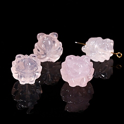 Лиса Природного розового кварца бусы, лиса, 17x18 мм