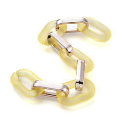 Yellow Handmade Figaro Chains, with Transparent Frosted Acrylic Linking Ring and CCB Plastic Linking Ring, Oval, Yellow, Link: 31x19x5mm, 6.5x12x29, about 39.37 inch(1m)/strand