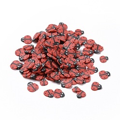 FireBrick Handmade Polymer Clay Cabochons, Ladybird, FireBrick, 5~6x4.5~5.5x0.5mm, about 20000pcs/1000g