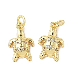 Золотой Латунные микро проложить кубического циркония подвески, черепаха, стойки покрытие, долговечный, без кадмия и без свинца, с целью перехода в кольце, золотые, 16x10x3 мм, отверстие : 3.5 мм