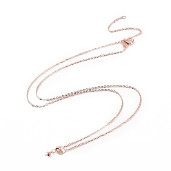 Rose Gold 925 Sterling Silver Cable Chains Necklace Making, with Ice Pick Pinch Bails, Rose Gold, 17.72 inch(45cm)