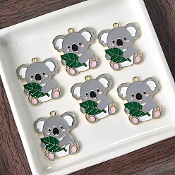 Золотой Подвески из эмали и сплава, коала очарование, светло-серый, 30.5x27.5x2 мм, отверстие : 2 мм
