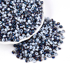 Светлый Стально-синий 6/0 полупокрытые стеклянные бусины, два тона, круглое отверстие, рондель, светло-стальной синий, 4x3 мм, отверстие : 1.4 мм, Около 7142 шт / фунт