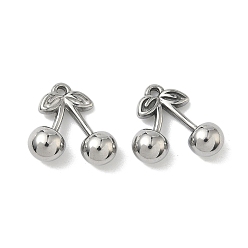 Вишня 304 подвески из нержавеющей стали, фруктовое очарование, вишня, 15x15x5.5 мм, отверстие : 1.4 мм