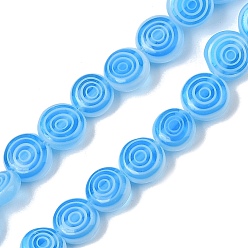 Темно-Голубой Бусы лэмпворк ручной работы, плоские круглые с вихря, глубокое синее небо, 6x3 мм, отверстие : 0.5 мм, около 65~67 шт / нитка, 14.41~14.92'' (36.6~37.9 см)