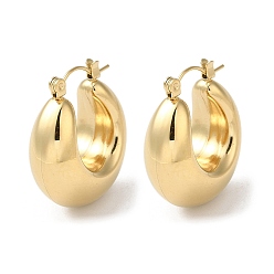 Настоящее золото 18K 304 простые толстые серьги-кольца из нержавеющей стали, реальный 18 k позолоченный, 25x12x22.5 мм