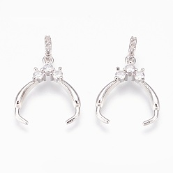 Платина Латунные хомуты для изготовления кулонов, с кубического циркония, без свинца, без кадмии и без никеля, долговечный, платина, 29 мм, отверстия: 3x4 мм, штифты: 1 мм