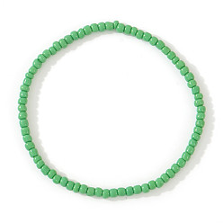 Зеленый лайм Стеклянный бисер стрейч браслеты, Браслеты дружбы для женщин, которые можно носить в несколько рядов., круглые, зеленый лайм, 6.89 дюйм (17.5 см)