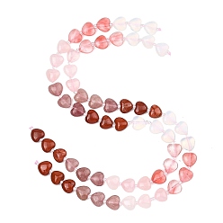 (52) Непрозрачная лаванда Нити из опалита, вишневого кварца, натурального клубничного кварца, розового кварца и красной яшмы с градиентным цветом., сердце, разноцветные, 11.5~12x12~12.5x5.5~6 мм, отверстие : 1 мм, около 29 шт / нитка, 14.80~14.92'' (37.6~37.9 см)