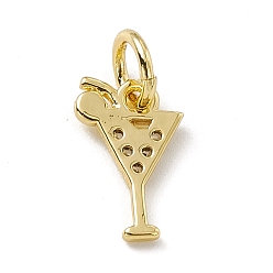 Real 18K Gold Plated Brass Micro Pave Cubic Zirconia Charms, with Jump Rings, Cocktail Drink Charms, Real 18K Gold Plated, 10.5x7x1mm, Hole: 3.4mm